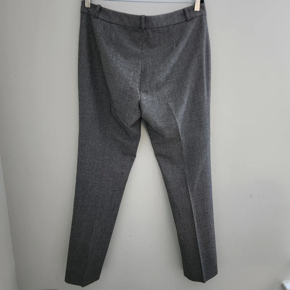 Lauren Ralph Lauren | Houndstooth Straight Leg Wool Leather Pants - Size 12 - Picture 7 of 14
